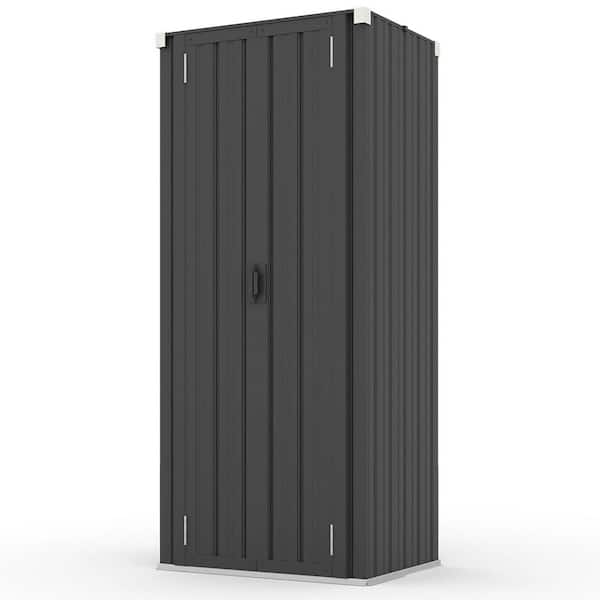 21.9 in. W x 29.9 in. D x 69.9 in. H Gray Resin Outdoor Storage Cabinet, Tools Storage Shed