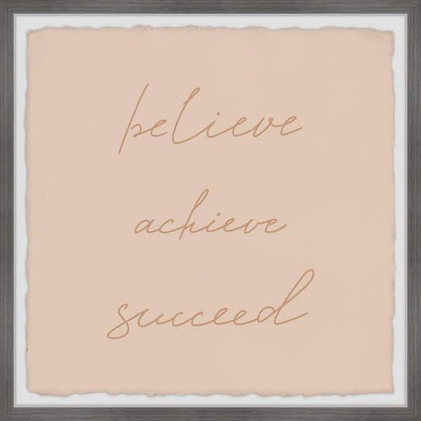 Unbranded "Believe Achieve Succeed" by Marmont Hill Framed Typography Art Print 12 in. x 12 in.