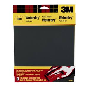 9 in. x 11 in. 1000 Grit Ultra Fine Silicon Carbide Sandpaper (5-Pack)