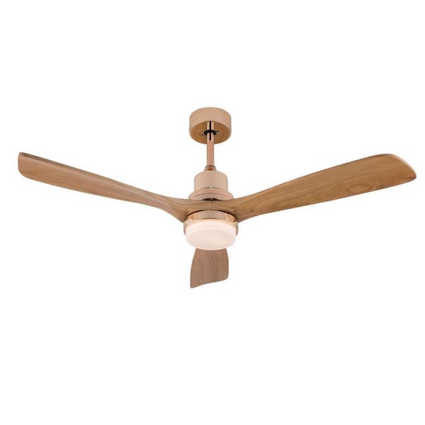 OUKANING 48 in. Integrated LED Indoor Reversible 6 Speeds Smart Timing Light Brown Ceiling Fan with Light and Remote