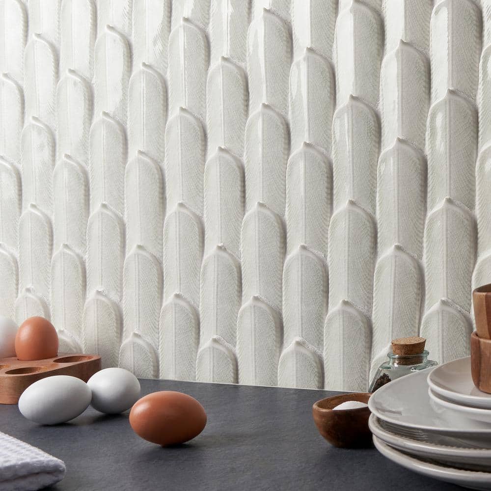 Ice Green Ceramic Herringbone Mosaic Tile 12x12