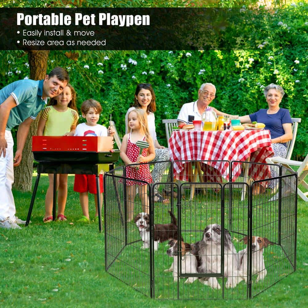 Heavy Duty Black Metal 40" Pet Playpen with Door