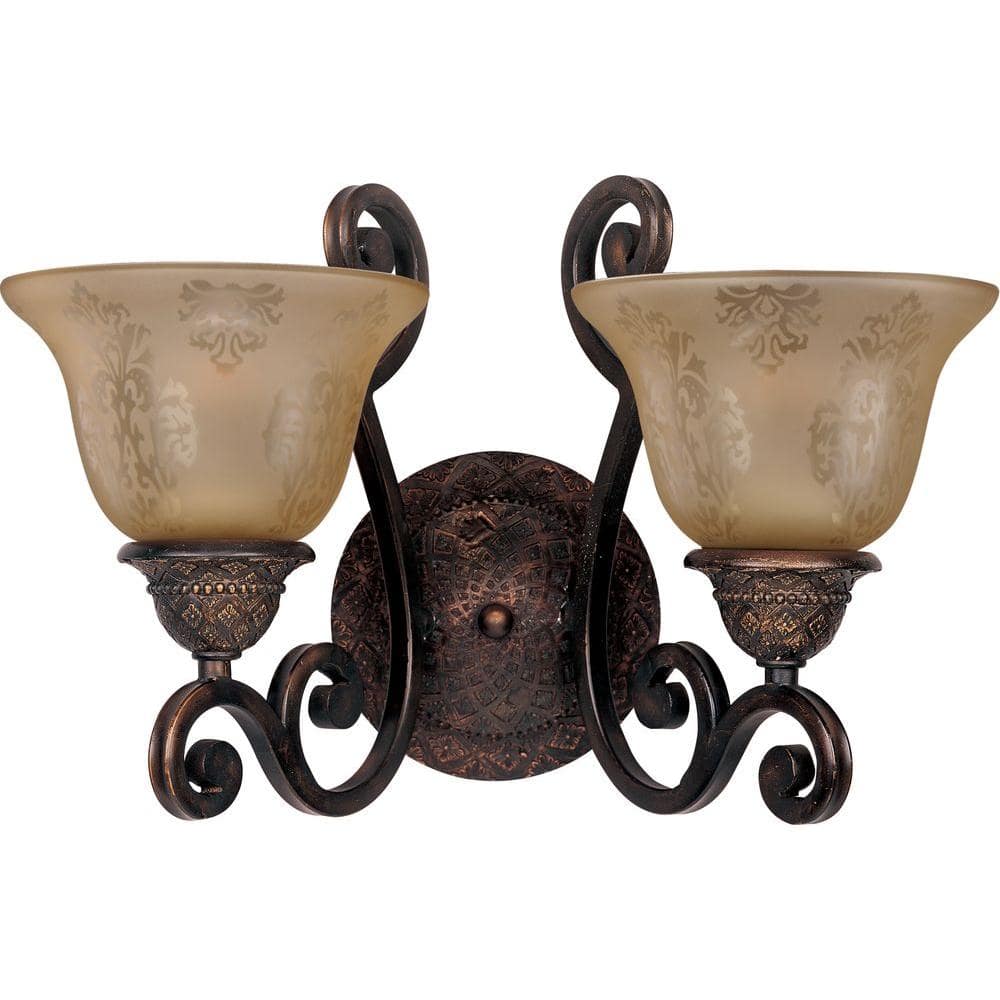 Oil Rubbed Bronze 2-Light Glass Shade Wall Sconce