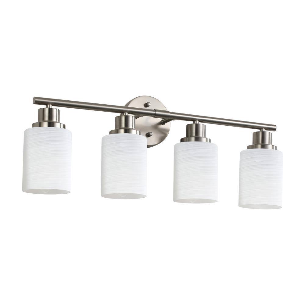 24.4 in. 4 Light Brushed Nickel Bathroom Vanity Light with Cylinder Frosted Glass Shade and E26 Sockets price history on PriceWatchPro