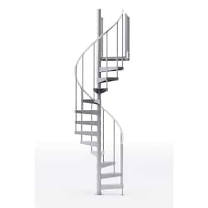 Reroute Galvanized Exterior 42in Diameter, Fits Height 93.5in - 104.5in, 2 42in Tall Platform Rails Spiral Staircase Kit