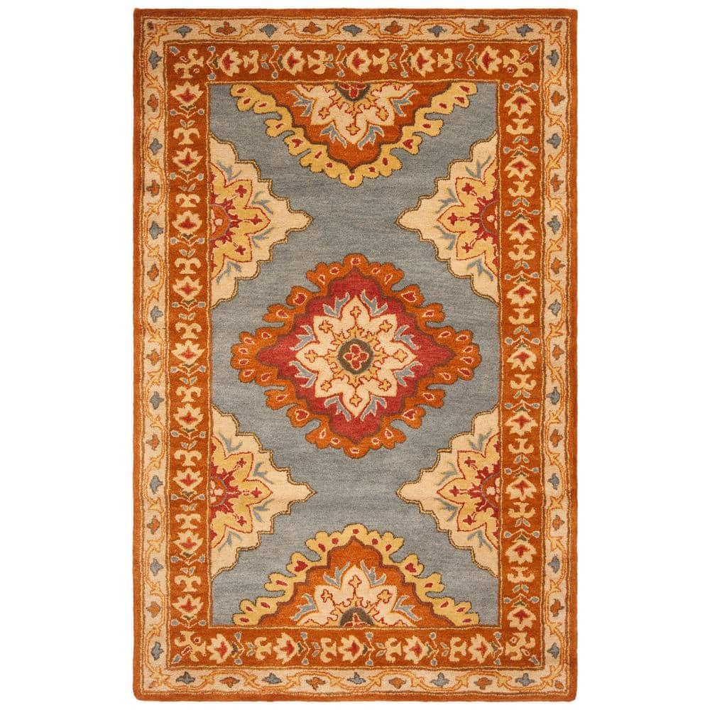 Luxe Heritage Hand-tufted Wool Rectangular Rug in Blue, 6' x 9'
