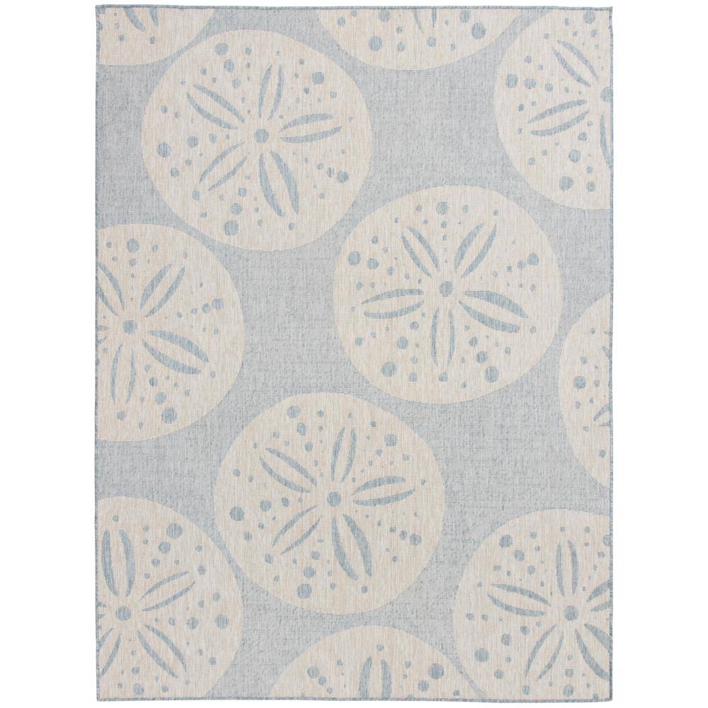 Hampton Bay Blue 8 ft. x 10 ft. Coastal Sand Dollar Indoor/Outdoor Area Rug 1612TV80HCM.108