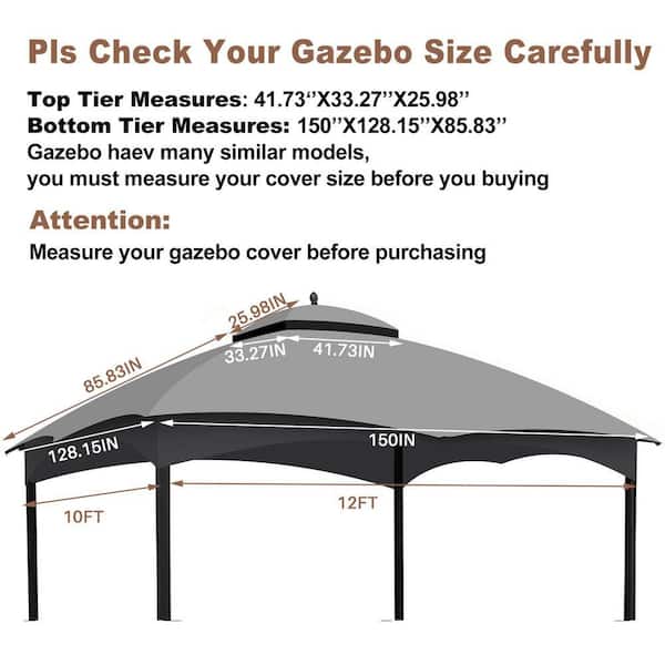 Otryad 10 x 12 ft. Replacement Gazebo Top, Outdoor Heavy Duty