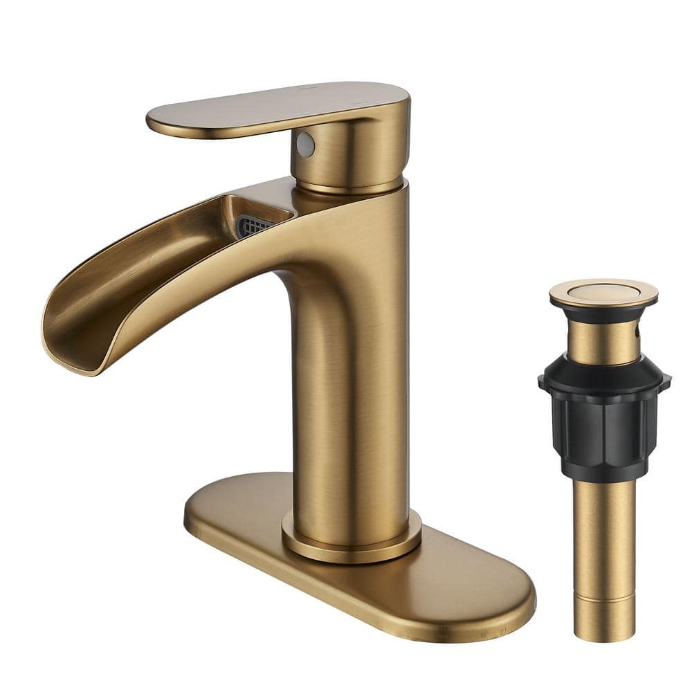 Single Handle Single Hole Bathroom Waterfall Faucet with Deckplate Bathroom