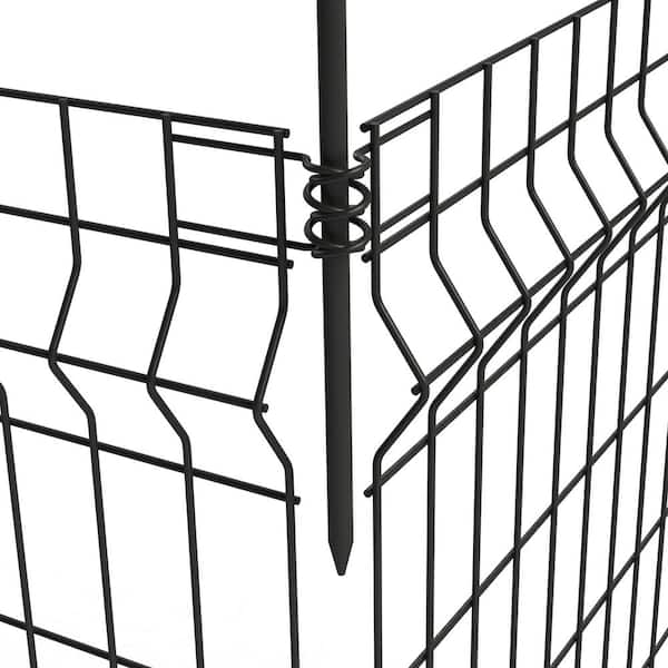 Vigoro Multi-Purpose  44.1 in. H x 36.8 in. W No Dig Black Metal Garden Fence Panel