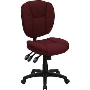 Mid-Back Burgundy Fabric Multi-Functional Ergonomic Swivel Task Chair