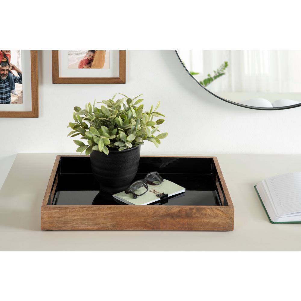 Ehrens Rectangular Natural and Black Mango Wood Tray