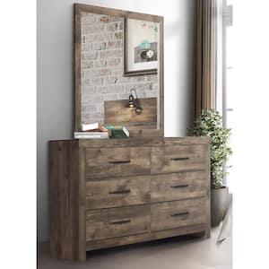 New Classic Furniture Misty Lodge Greige 6-drawer 59 in. Dresser with Mirror