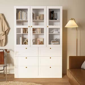 47.2 in. W x 15.7 in. D x 70.9 in. H White Finish 6-Shelf Wood Standard Bookcase Bookshelf With 3-Door and 6-Drawers