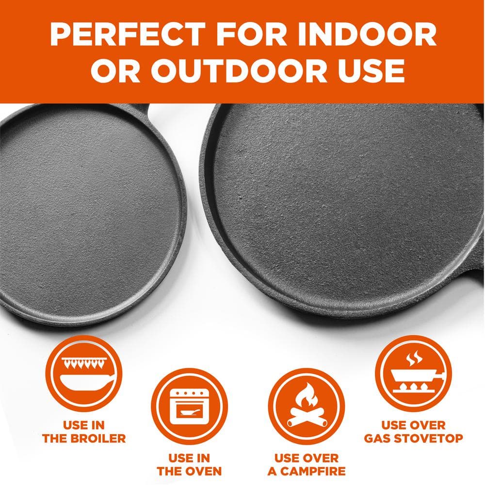 Pre-Seasoned Black Cast Iron 3-Piece Griddle Set