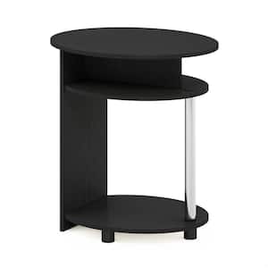 JAYA Simple Design 18.9 in Americano / Stainless Steel Oval Wood End Table