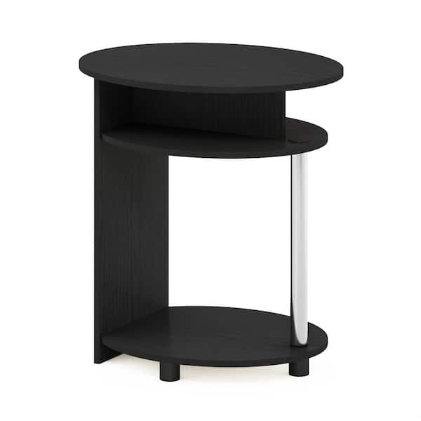 Furinno JAYA Simple Design 18.9 in Americano / Stainless Steel Oval Wood End Table