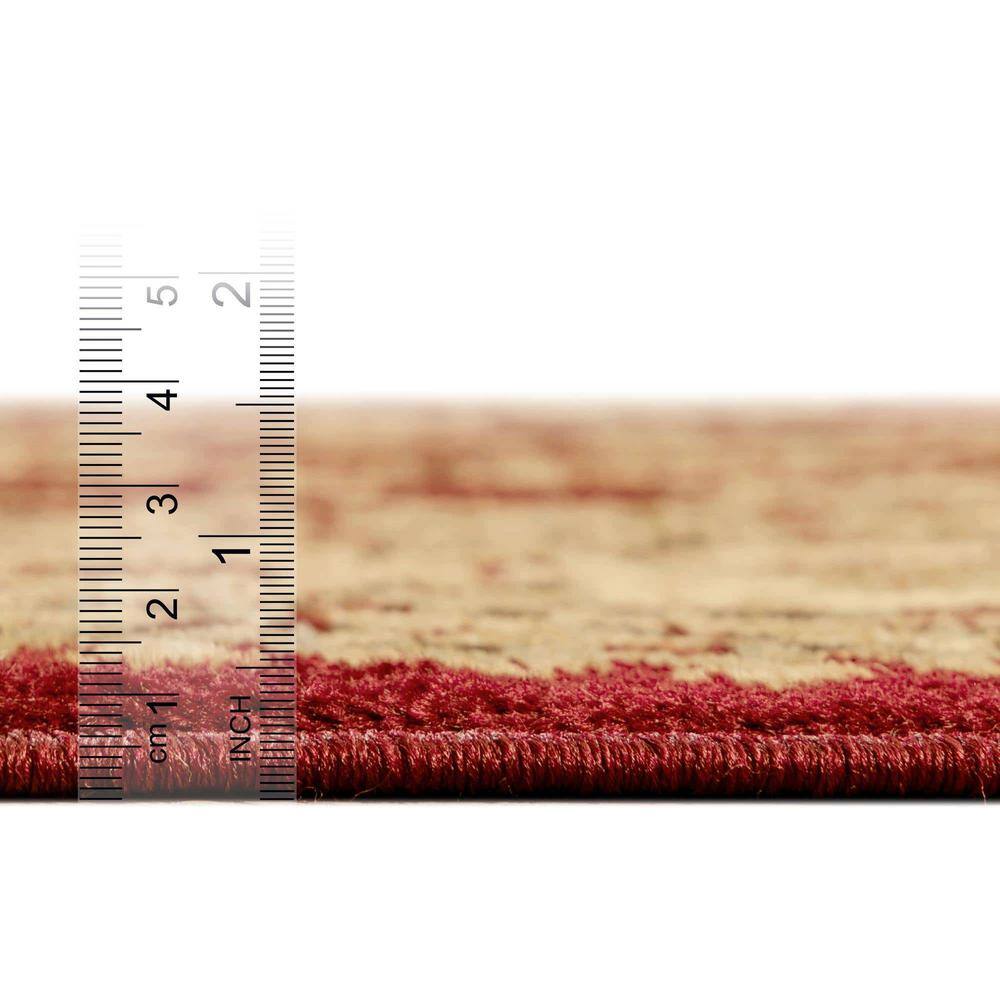 Red and Gold Rectangular Floral Synthetic Area Rug 4' x 6'