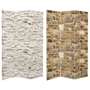 Stone Wall 6 ft. Printed 3-Panel Room Divider