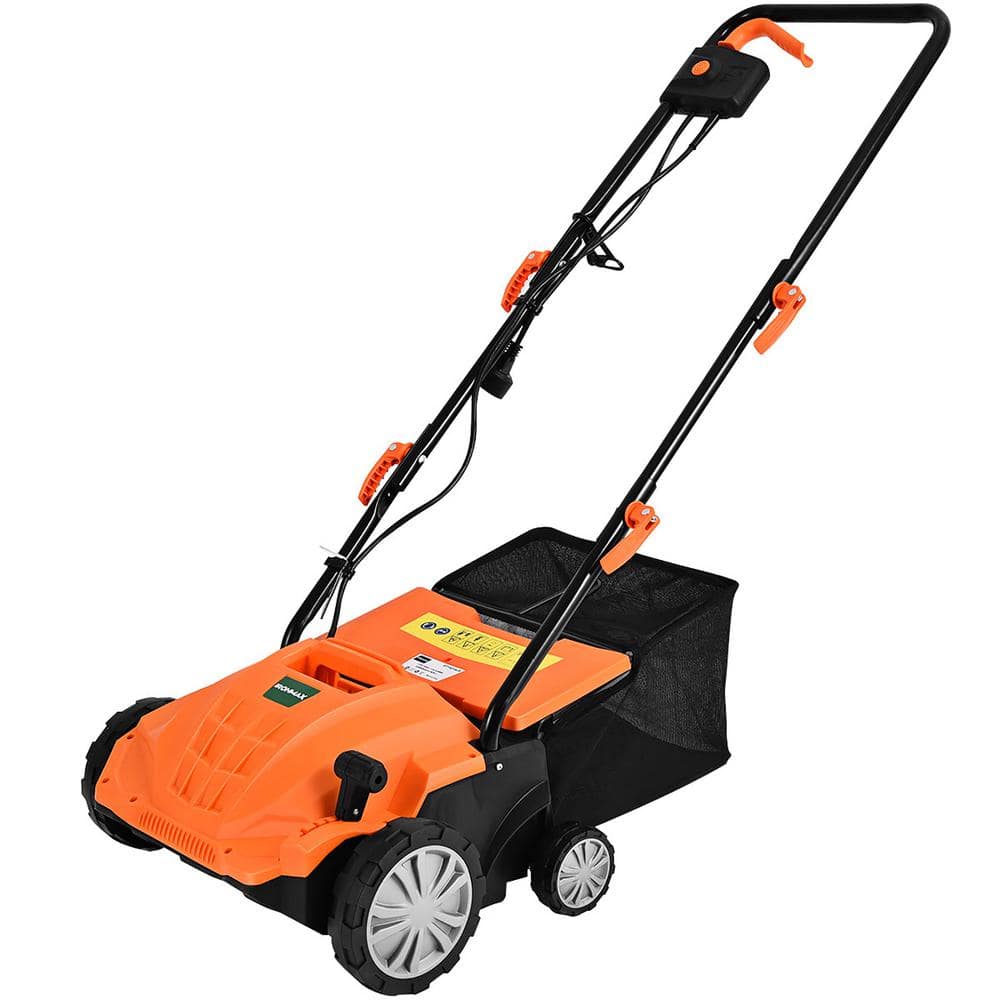 Costway 13 in. 12 Amp Corded Scarifier Electric Lawn Dethatcher w/40L Collection Bag Orange
