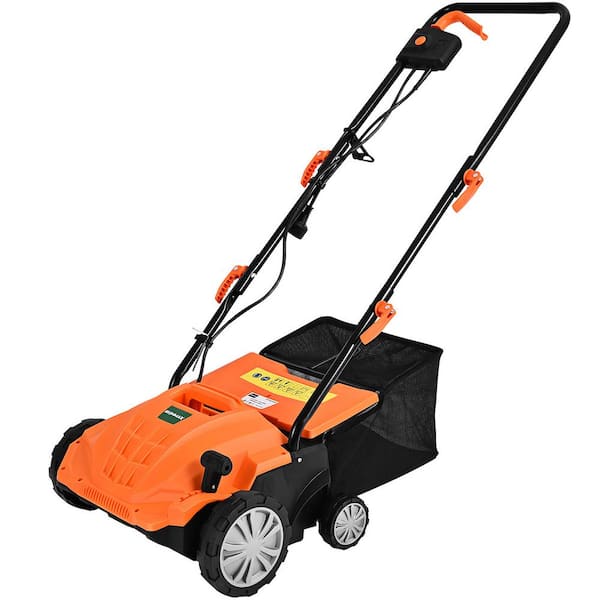 IronMax 12Amp Corded Scarifier 13" Electric Lawn Dethatcher with 40L/11-Gal Collection Bag Orange