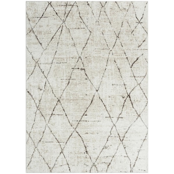 Everwash Treasure Creed Modern Geometric Machine Washable Area Rug, Brown/Beige - 6'6x9'2