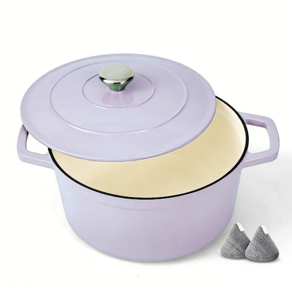 6 qt. Cast Iron Dutch Oven in Purple with Lid, Dual Handles, Oven Safe up to 500° F or on Stovetop, Gifts for Family