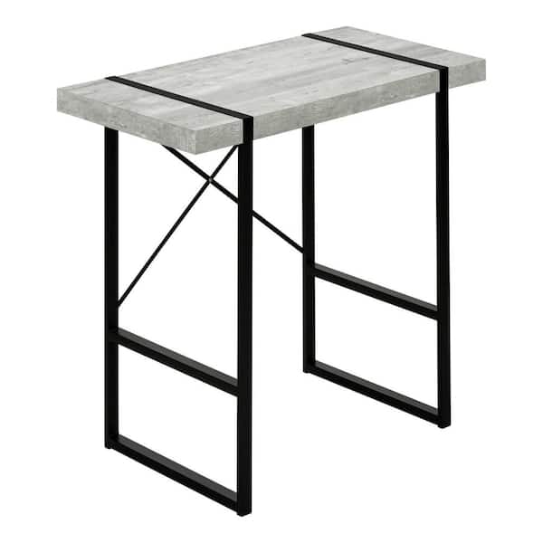 Jushua Industrial Gray Computer Desk with X-Bar Back, Black Metal