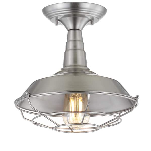 Gabe Brushed Nickel 10.2 in. Metal LED Semi-Flushmount