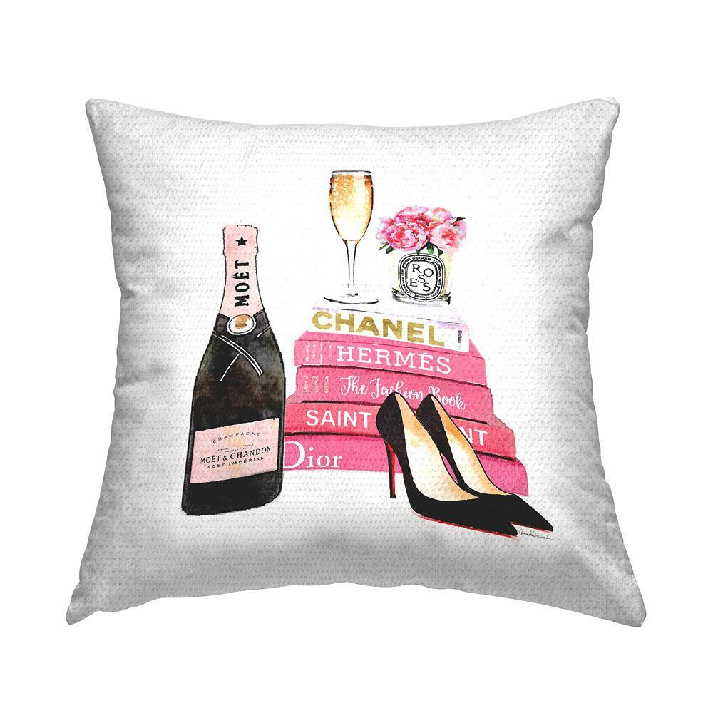 Fashion Books Champagne Pink Glam Pink Square Outdoor Throw Pillow price history on PriceWatchPro