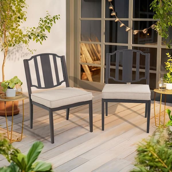 Tamarin Armless Aluminum Outdoor Dining Chair with Sunbrella Cushion (2-Pack)