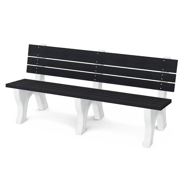 Wildridge Heritage 6 ft. Black and White HDPE Plastic Outdoor Park Bench
