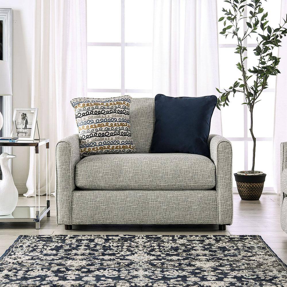 Furniture of America Menaul Gray and Navy Polyester Upholstered Arm