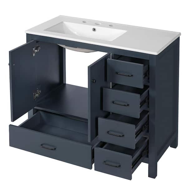36 in. W x 18 in. D x 33.9 in. H Bathroom Blue Linen Cabinet