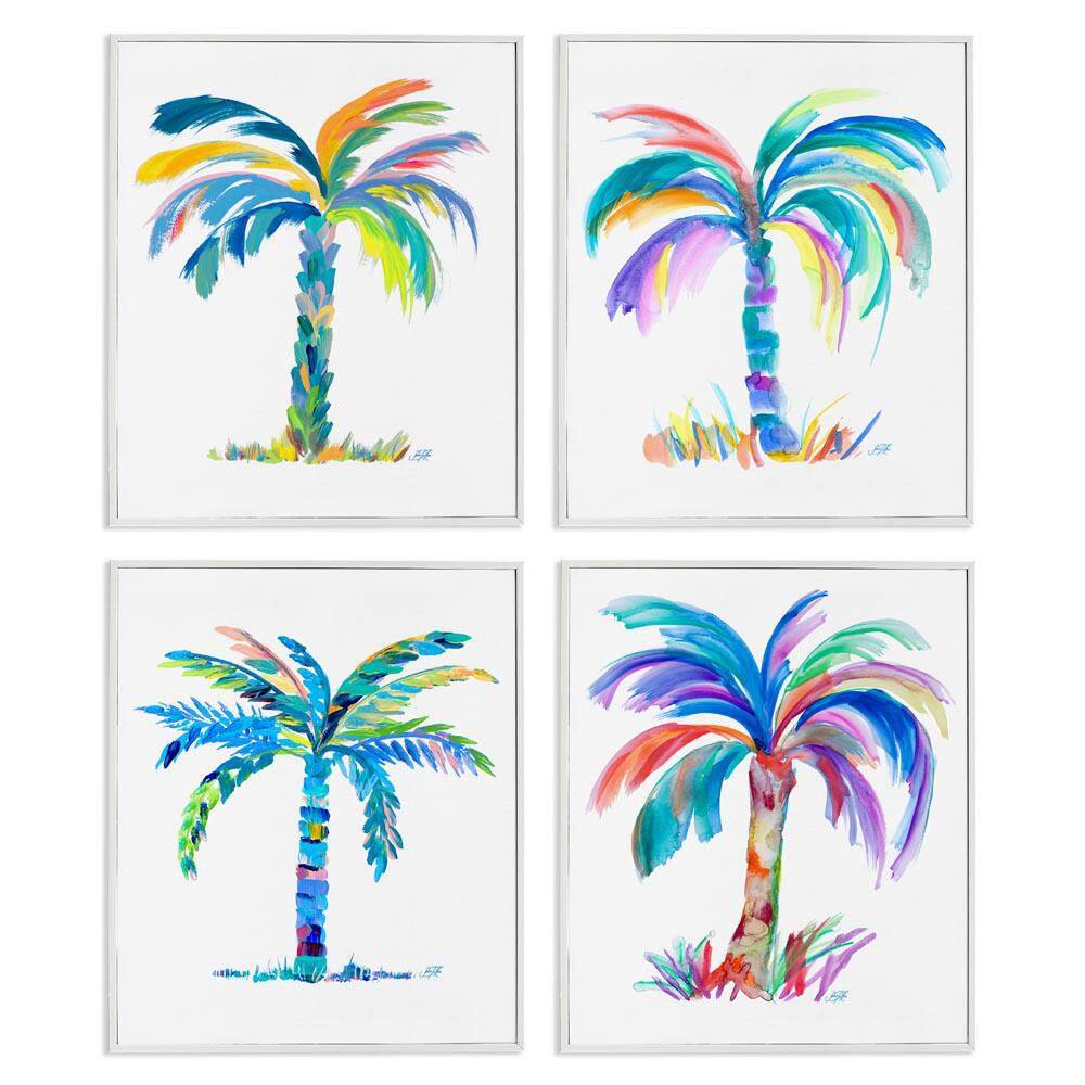 Bold Blue Palms by Julie DeRice 4-Pieces White Framed Coastal Giclee Art Print 14 in. x 11 in. price history on PriceWatchPro