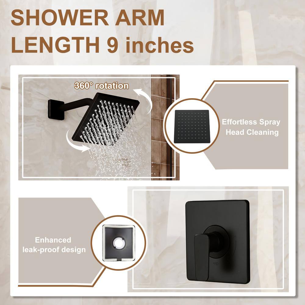 Matte Black Adjustable Wall Mounted Rain Shower Faucet Set