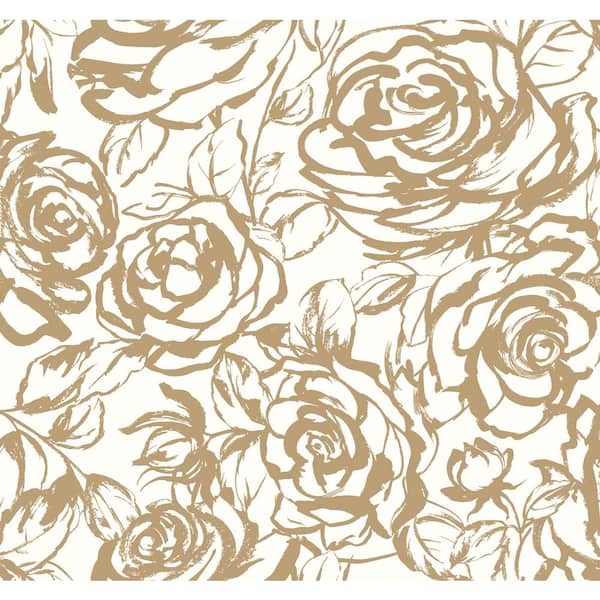 A-Street Prints Nelda Gold Rose Wallpaper Sample