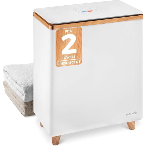 Towel Warmer Bucket-Single Touch, 2 Large Bath Towels, Natural Wood, 20L Capacity-SLTLR350