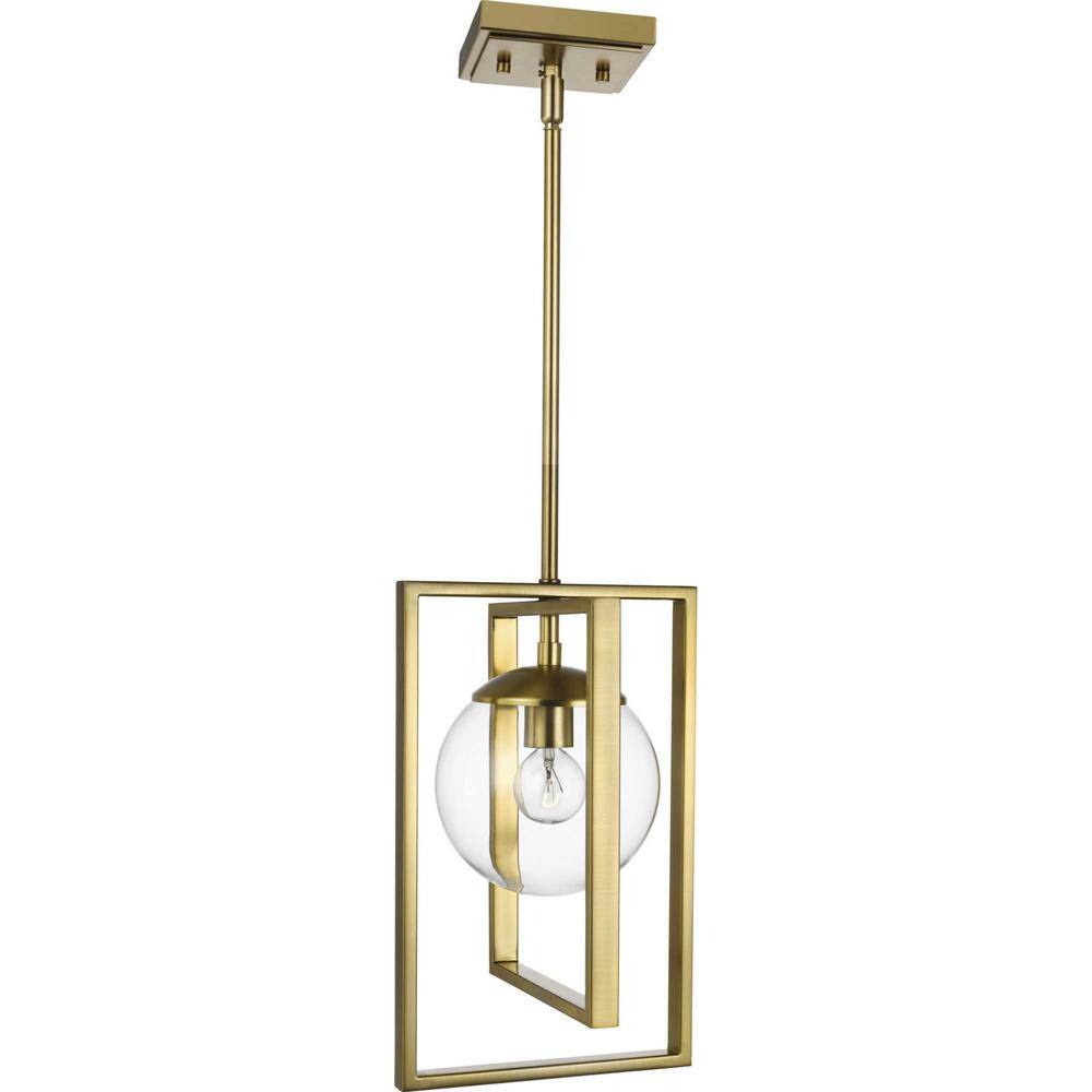Atwell Brushed Bronze Pendant with Clear Globe Shade