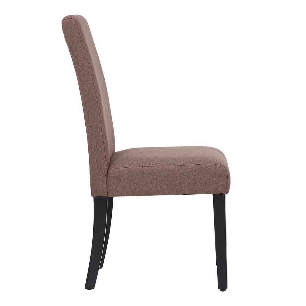 Brown Upholstered Linen Parsons Dining Side Chair Set