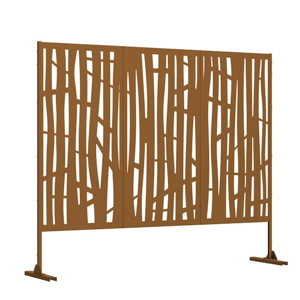 Lirago 75 x 48 in. Brown Modern Outdoor Galvanized Privacy Screen