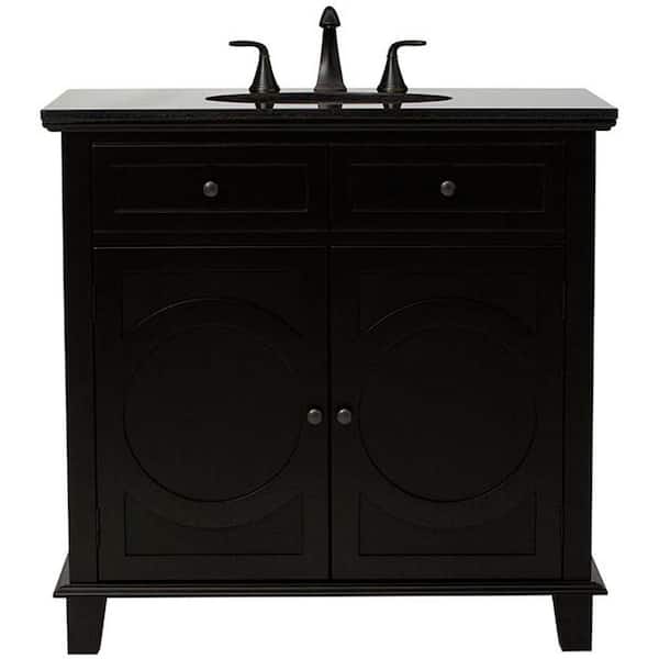 Home Decorators Collection Hudson 36 in. Vanity in Black with Natural Marble Vanity Top in Black