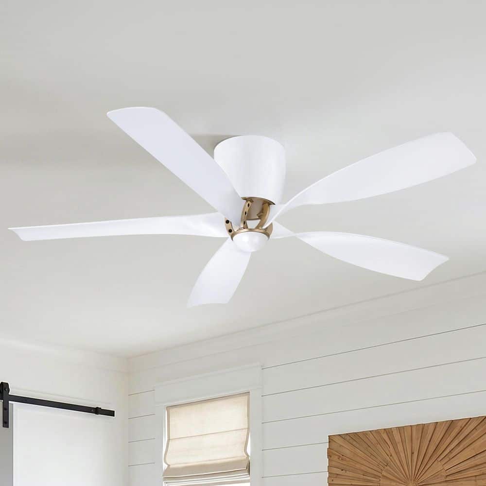 52 in. Indoor Modern Matte White Flush Mount Standard Ceiling Fan with Remote, 6-Speed DC Motor price history on PriceWatchPro