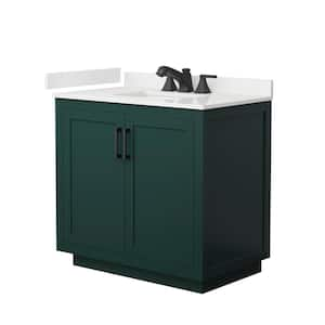 Miranda 36 in. W x 22 in. D x 33.75 in. H Single Bath Vanity in Green with White Quartz Top