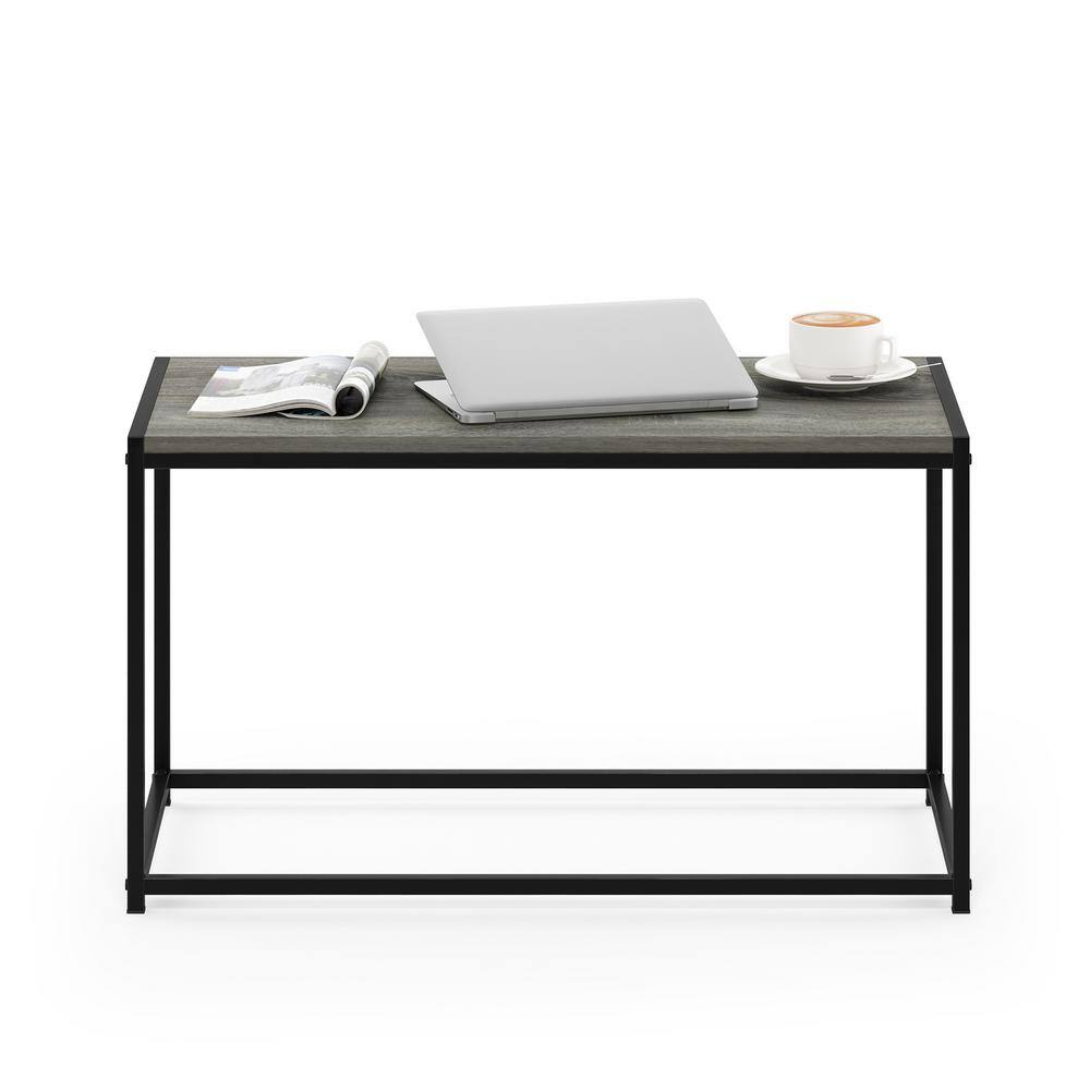 French Oak Grey Rectangular Wood Coffee Table with Metal Frame