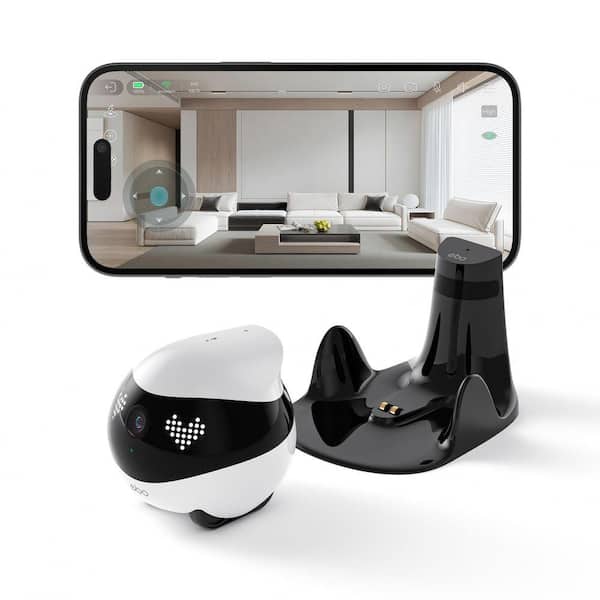 Enabot EBO Air 2 2K HD Camera, Intelligent Home Companion Robot, Whole Home Mobility, Family Interaction, Dove White