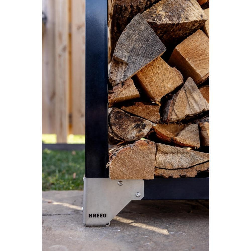 Expandable Black Powder Coated Steel Firewood Rack with Cover