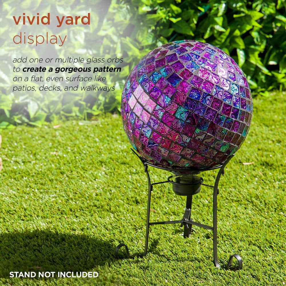 10" Purple Embossed Glass Mosaic Gazing Globe