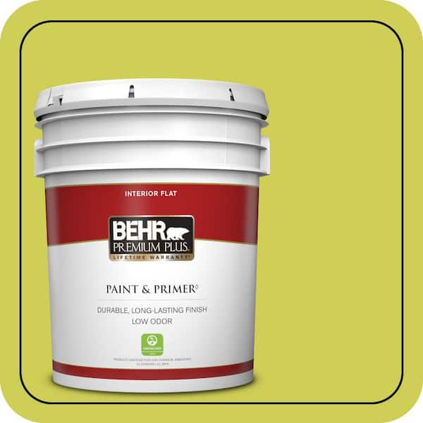 BEHR PREMIUM PLUS 5 gal. #400B-5 Grape Green Flat Low Odor Interior Paint & Primer