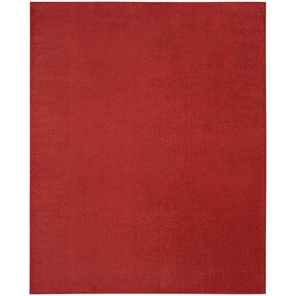 Brick Red Solid Synthetic 5' x 7' Easy Care Indoor/Outdoor Rug
